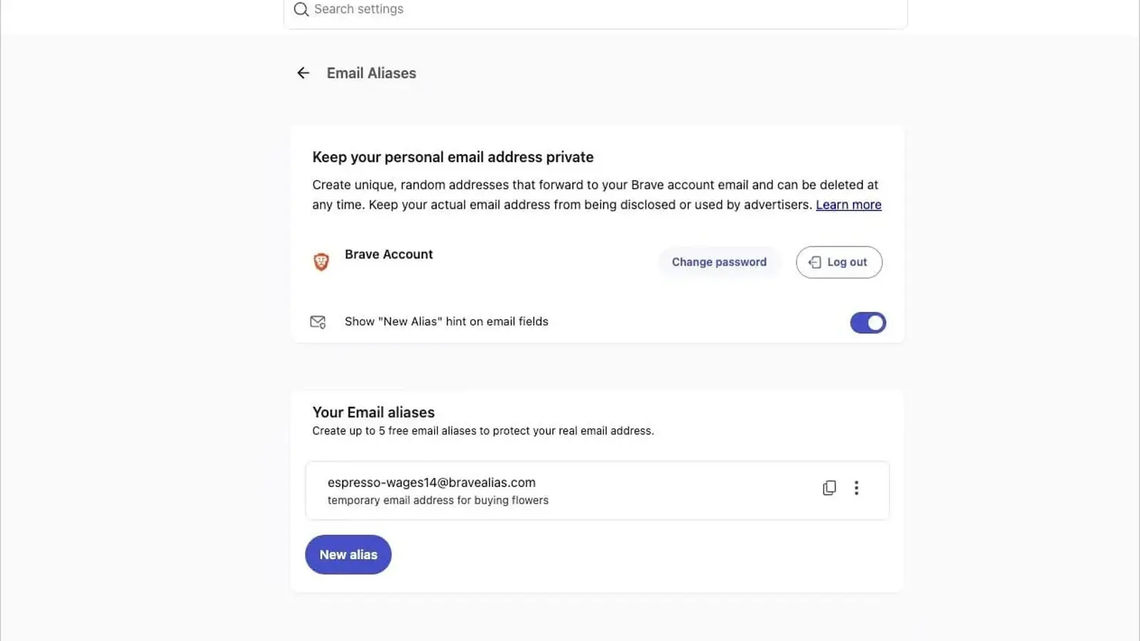 Brave 1.94 introduce direcciones de correo temporales para evitar rastreo, imagen 2