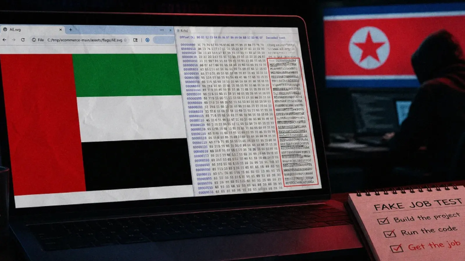 Hackers norcoreanos ocultan malware OtterCookie en imágenes SVG de pruebas falsas